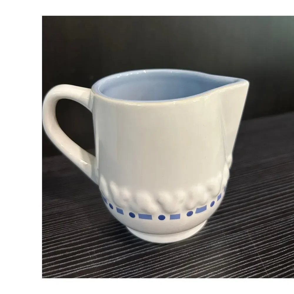 Vintage Disney Gourmet Mickey Chef Ceramic Creamer Pitcher Blue White MS902 Y2K